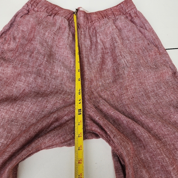 Cynthia Rowley Womens Pink 100% Linen Wide Leg Capri Pants Loose Pockets Sz L - Picture 5 of 11
